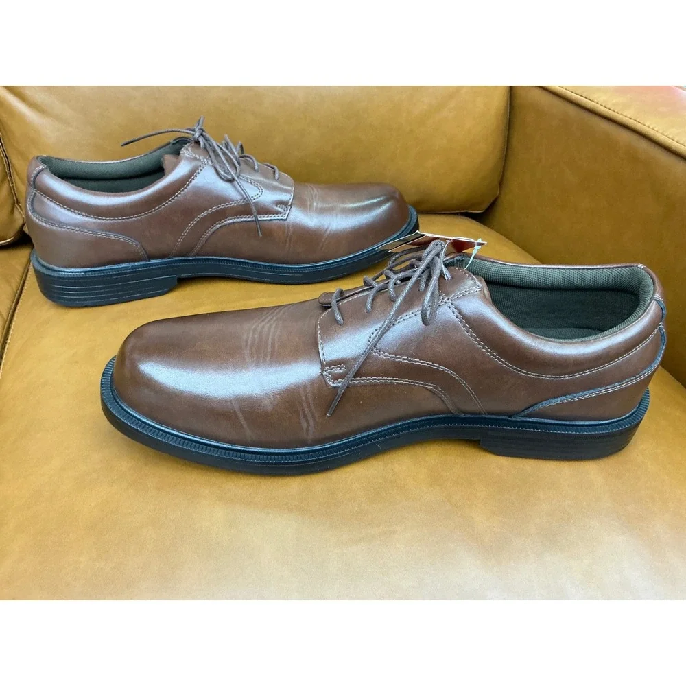 Deer Stags Times Oxford Shoes Mens 16 Brown New Plain Toe Comfort Blucher